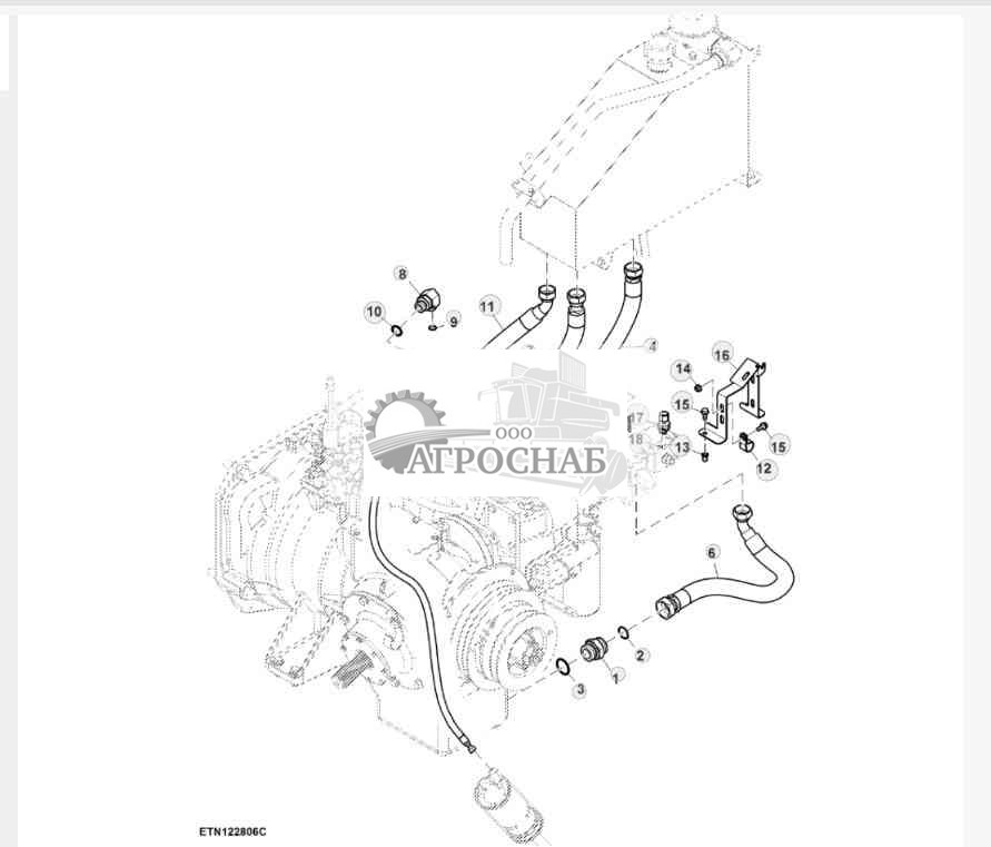 Гидравлические шланги и фитинги трансмиссии с кнопочным переключением передач, Tier 2, HillMaster™ 